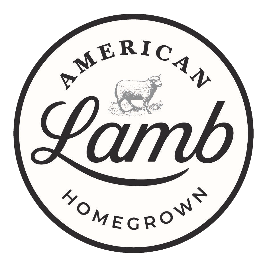 Logo of American Lamb featuring a sheep illustration and the text "American Lamb Homegrown." The design emphasizes quality and local sourcing of lamb products.
